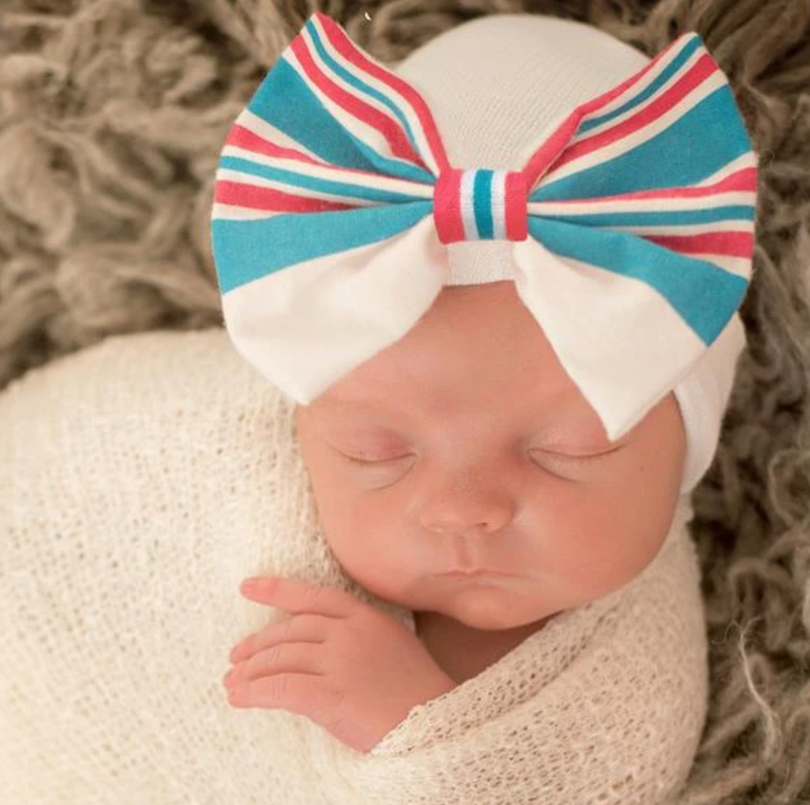 Newborn Hat - Hospital Blanket Bow